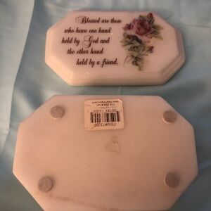 White Decorative Plaque with Floral Design